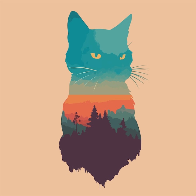 Vektor schöne katzen-vektorkunstdesign