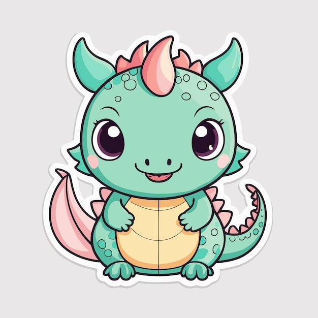 Vektor schöne kawaii-cartoon-drachen-illustration