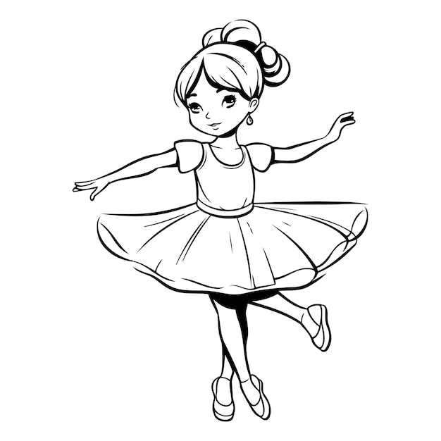 Vektor schöne kleine ballerina in einem tutu vektor-illustration