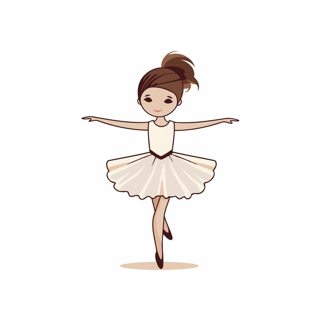 Vektor schöne kleine ballerina in einem weißen tutu vektor-illustration