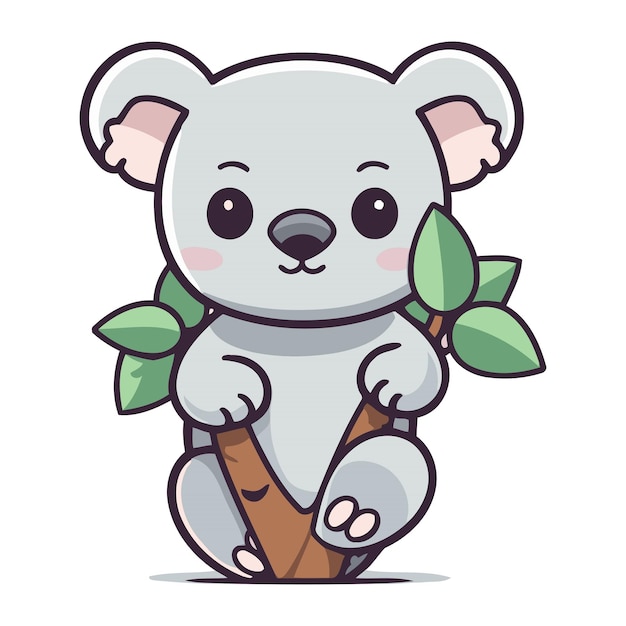 Vektor schöne koala-figur mit einem baumzweig vektorillustration