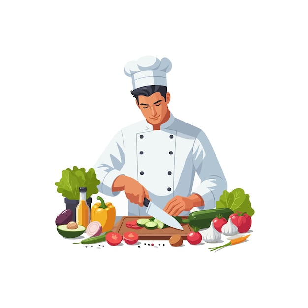 Schöne Koch-Illustrationsvektor auf weißem Hintergrund
