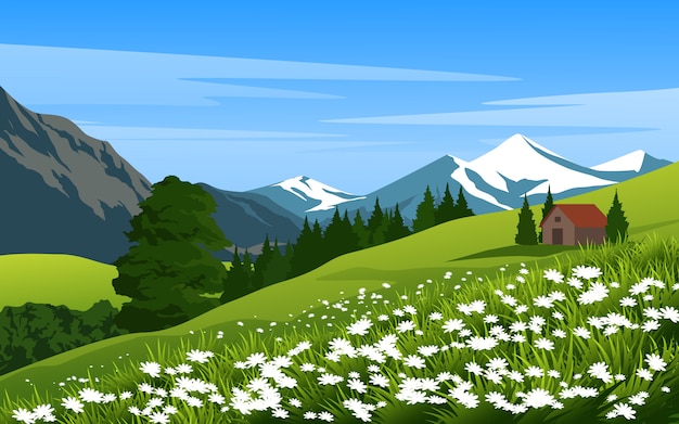 Schöne Landschaft am Berg