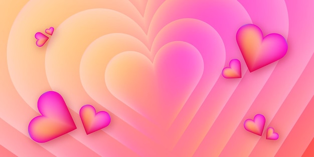 Schöne Liebe Valentines Day Banner Mehrzweck-Rosa-Gelb-Herz-Hintergrund