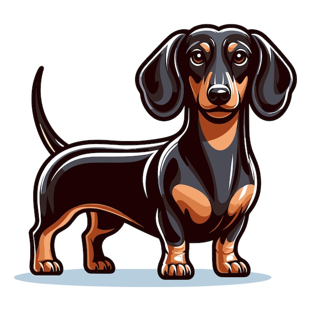 Vektor schöne liebenswerte dachshund-hund karikaturfigur vektor-illustration lustiges haustier dachshund welpe