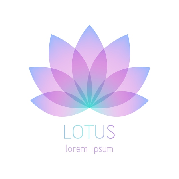 Schöne Lotusblumensymbolschablone. Gut für Spa, Yoga Center, Schönheitssalon und Medizin Logo s. Esoterisches mystisches Zeichen.