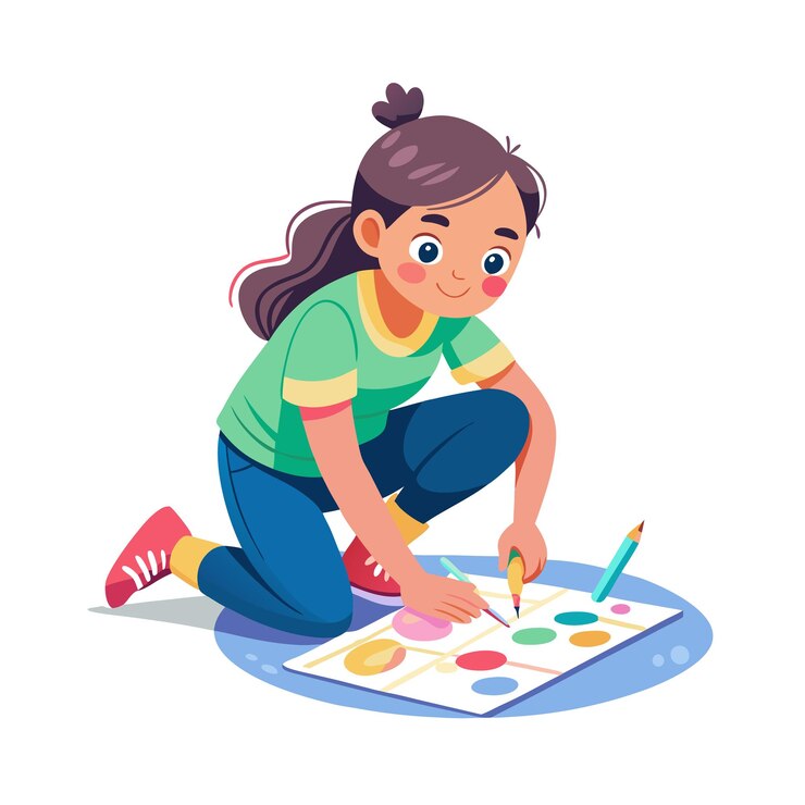 Schöne Mädchen-Kinder-Charakter-Vektor-Illustration