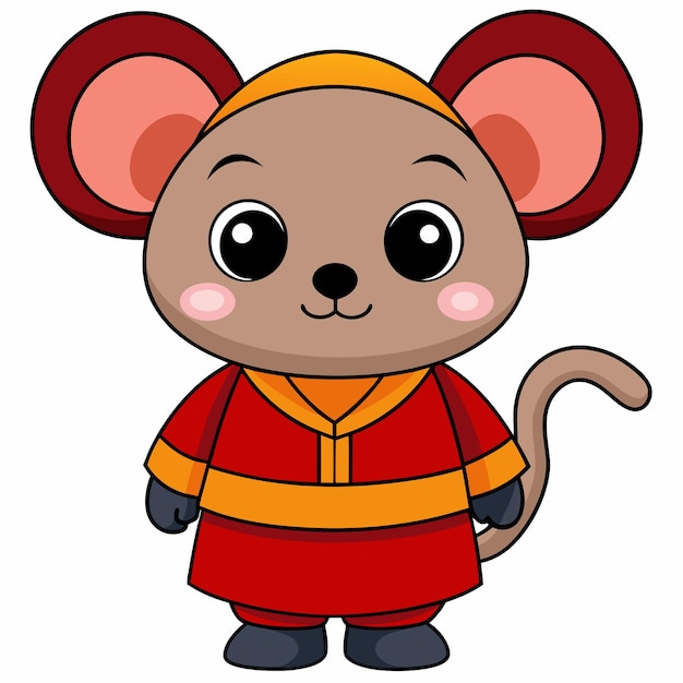 Schöne Maus im traditionellen chinesischen Kostüm Cartoon Vector Icon Illustration Tier-Ferienkonzept