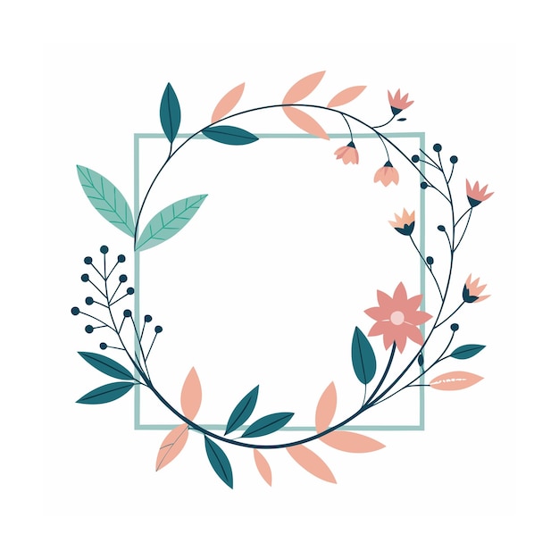 Schöne minimalistische Blumenrahmen-Border-Vektorillustration