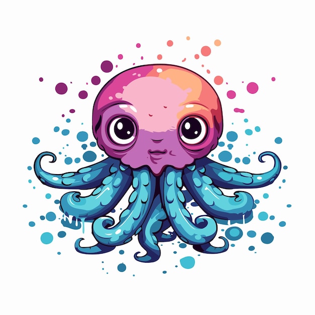 Vektor schöne octopus-vektorillustration auf weißem hintergrund