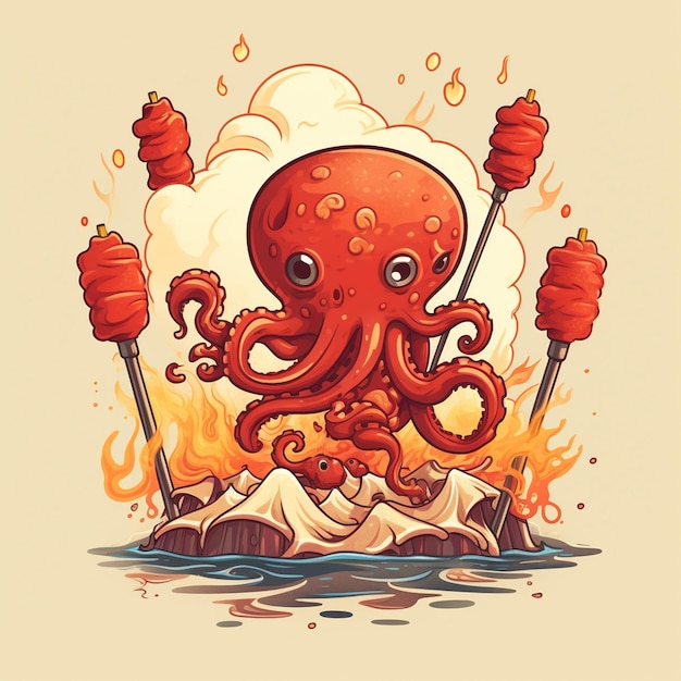 Vektor schöne oktopus-illustration