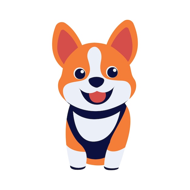 Schöne orangefarbene Hundehunde, Zeichentrickfigur mit lächelndem Gesichtsausdruck