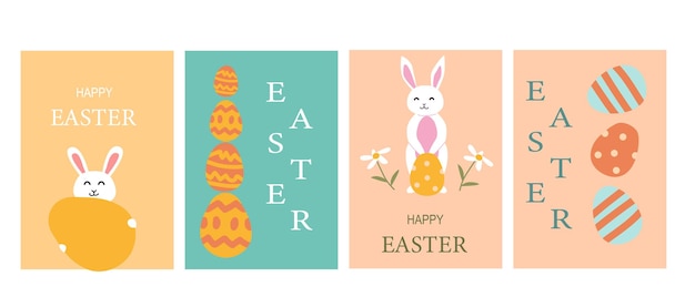 Schöne Osterhase- und Eier-Grüßkarten mit bunten Mustern