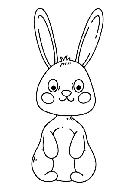 Schöne Ostern-Hase einfache Doodle-Stil-Illustration