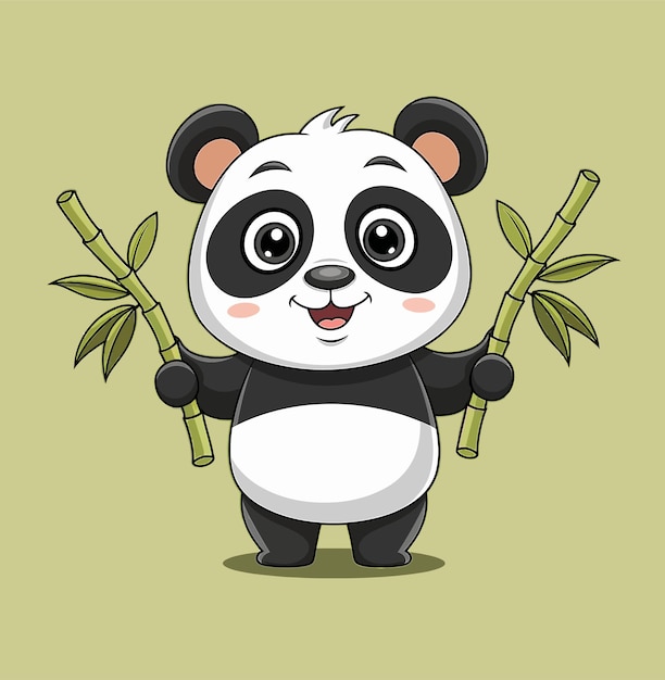 Schöne Panda-Cartoon-Vektor-Illustration mit Bambus