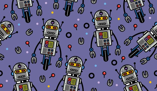Schöne Robotermuster-Hintergrundvektor-Design
