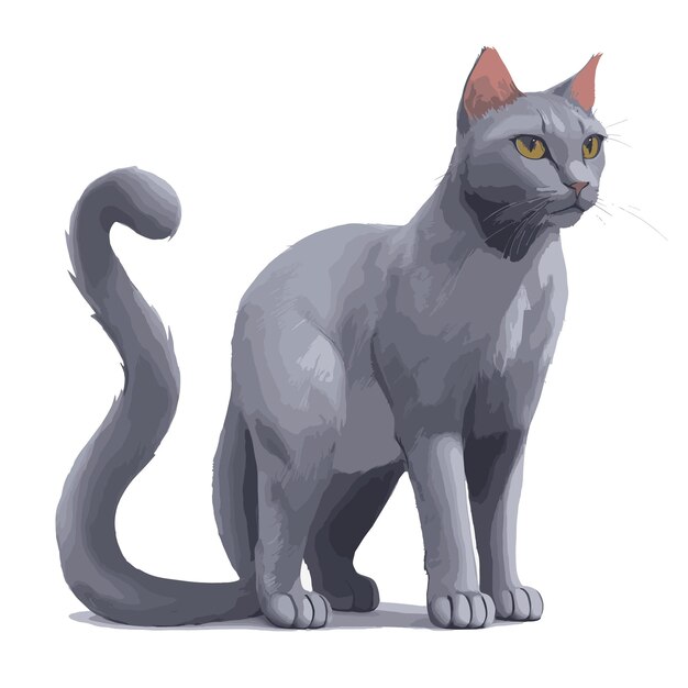 Schöne russische blaue katze vektor-illustration grafikdesign