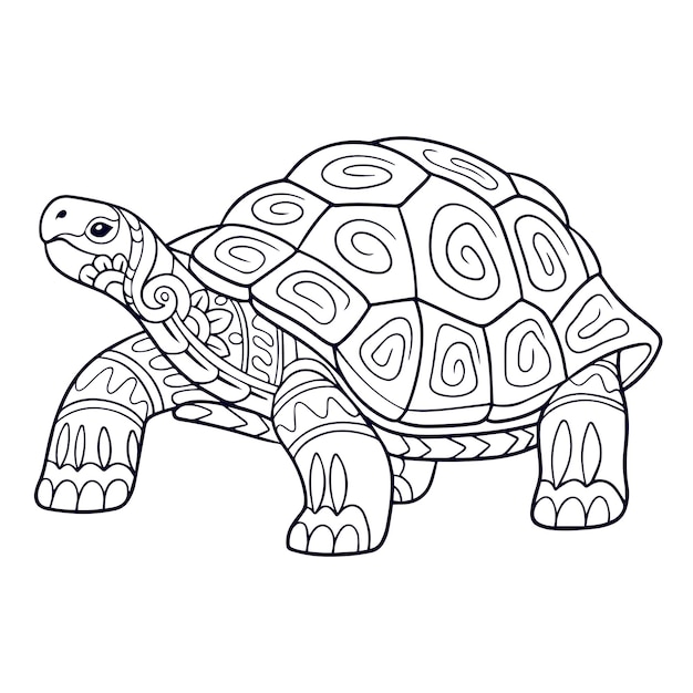 Schöne Schildkröten-Mandala-Kunst isoliert auf weißem Hintergrund