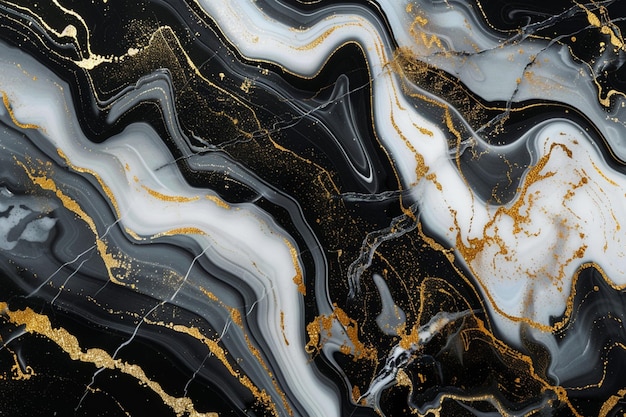 Schöne schwarz-weiße Marmor mit goldener Tapete Schöne mehrfarbige Marmoroberfläche Abstract