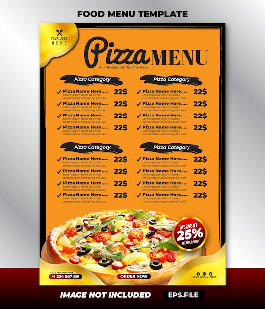 Schöne Speisekarte Designvorlage Pizzarestaurant Menüvorlage 03