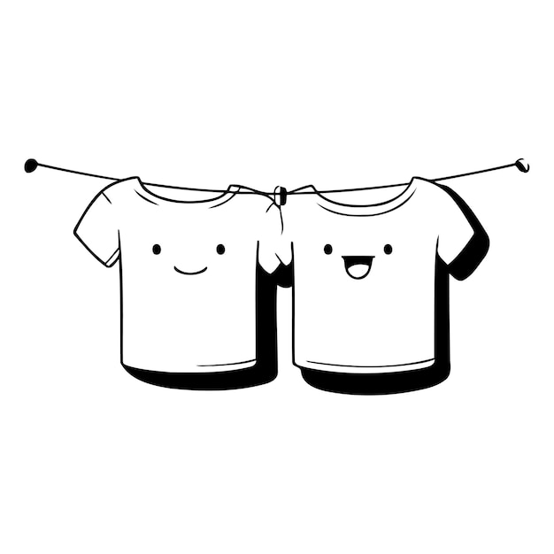 Vektor schöne t-shirt auf wäscheleine vektor-cartoon-illustration