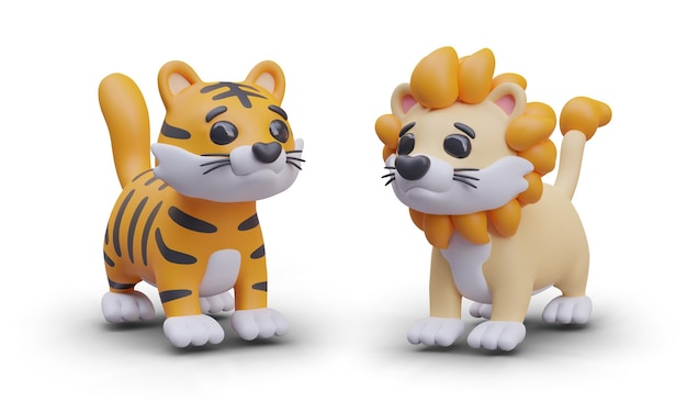 Schöne Tiger und Löwe realistisches Spielzeug für Kinder Zeichentrickfilm-Tier-Spielzeugfiguren