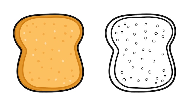 Schöne Toast-Brötchen Umriss-Cartoon-Illustration für das Malbuch