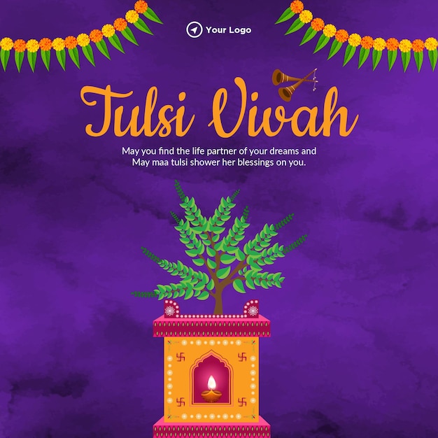 Schöne tulsi vivah hindu-festival-banner-design-vorlage