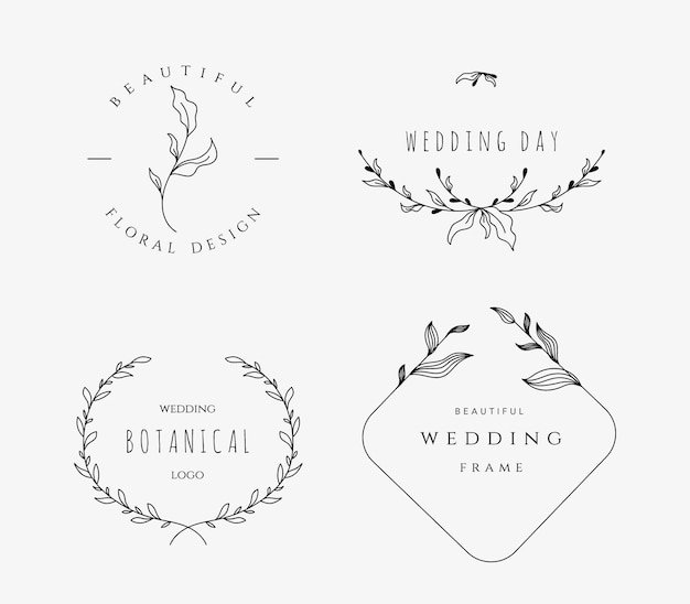 Schöne Umrissvorlagen Logos mit floralen Ornamenten für Hochzeiten Schönheitsindustrie Vektor