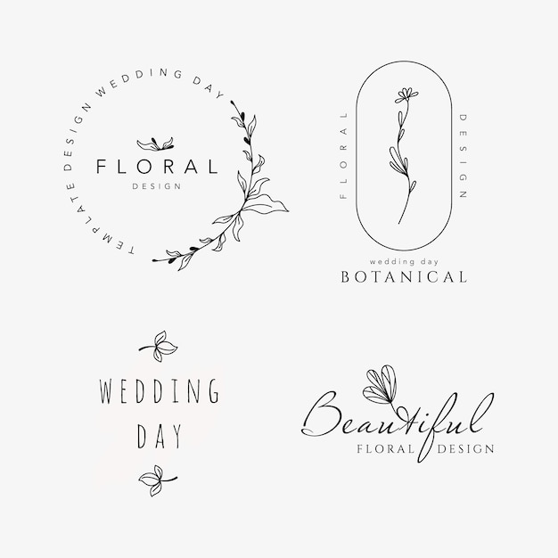 Schöne Umrissvorlagen Logos mit floralen Ornamenten für Hochzeiten Schönheitsindustrie Vektor