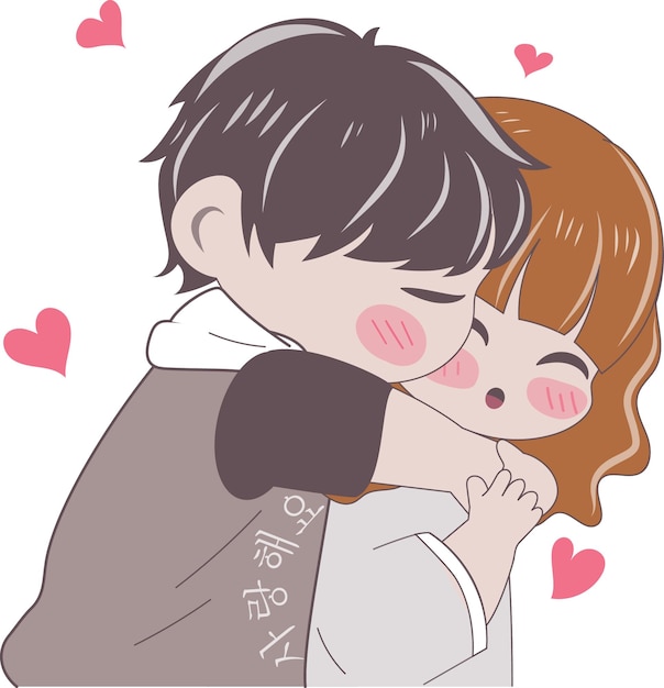 Schöne Valentine Chibi Paar Liebesverbindung