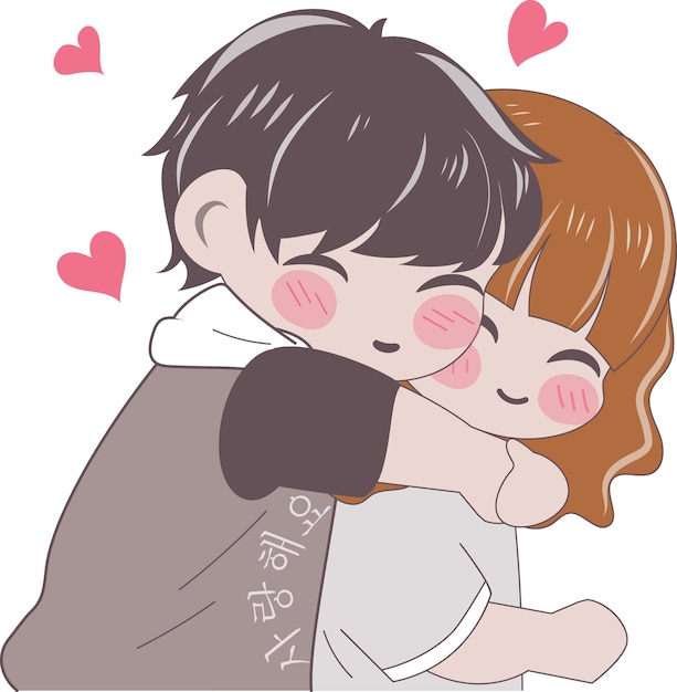 Schöne Valentine Chibi Paar Liebesverbindung