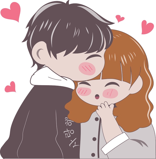 Schöne Valentine Chibi Paar Liebesverbindung