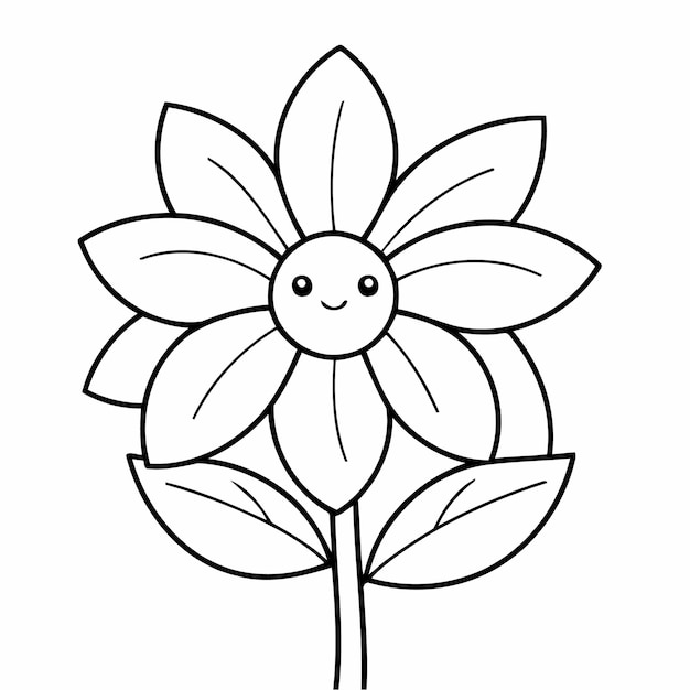 Vektor schöne vektor-illustration blumen-droodle schwarz-weiß für kinder-seite