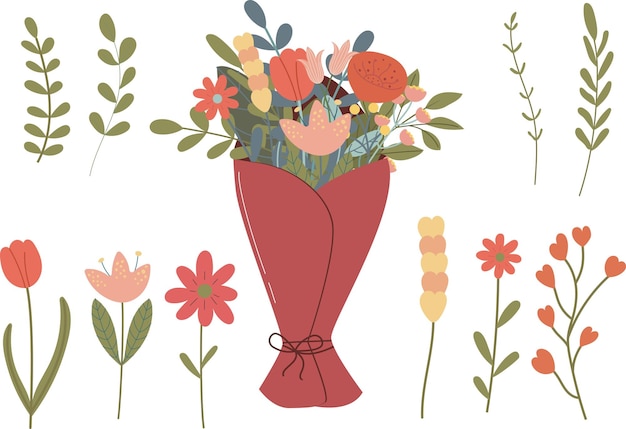Schöne Vektorillustration eines Blumenstraußes