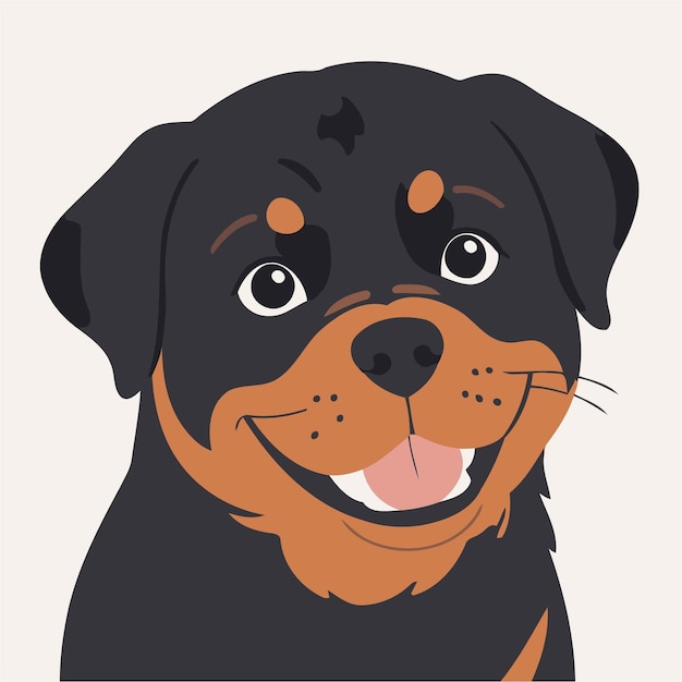 Schöne Vektorillustration eines Rottweilers für Kinderbücher
