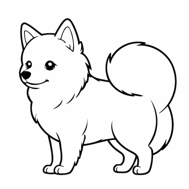 Vektor schöne vektorillustration pomsky schwarz-weiß-dudle für kinder-seite