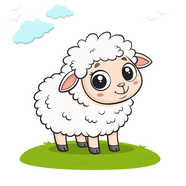 Schöne Vektorillustration von Schafen für Kinderbücher und Kindergärten