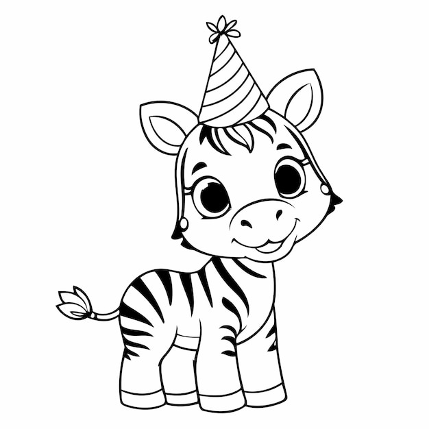 Vektor schöne vektorillustration zebra-droodle für kinder malseite