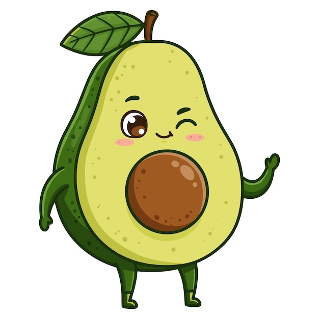 Schöne Vektormenge von Avocado-Fruchtfiguren in einer Vektorillustration mit weißem Hintergrund
