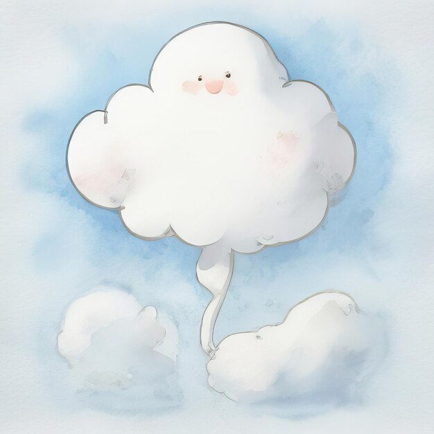 Schöne vektorwolke lächeln lächelnde cartoon-illustration gezeichnet glänzende wolken farben weiße sammlung