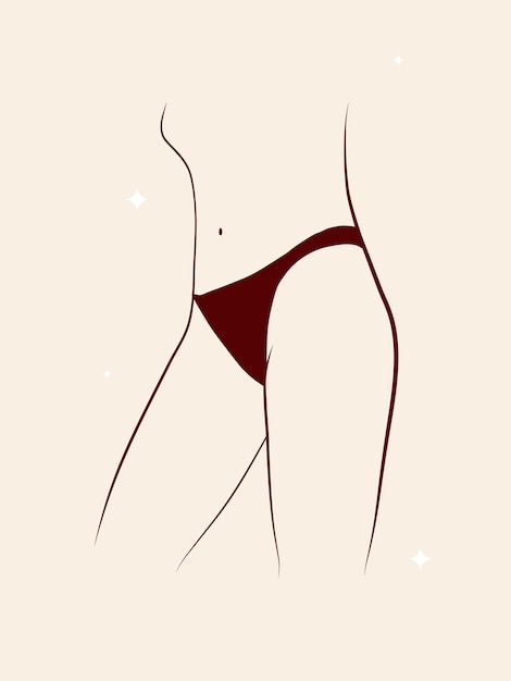 Schöne weibliche Formen in Bikini-Linienkunst