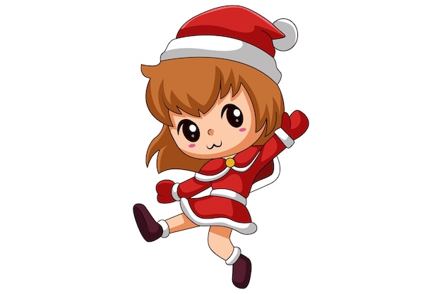 Schöne Weihnachtsmädchen Zeichentrickfigur Design