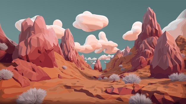 Vektor schöne westliche wüstenlandschaft mit sky rock cliff mountain-cartoon-illustration