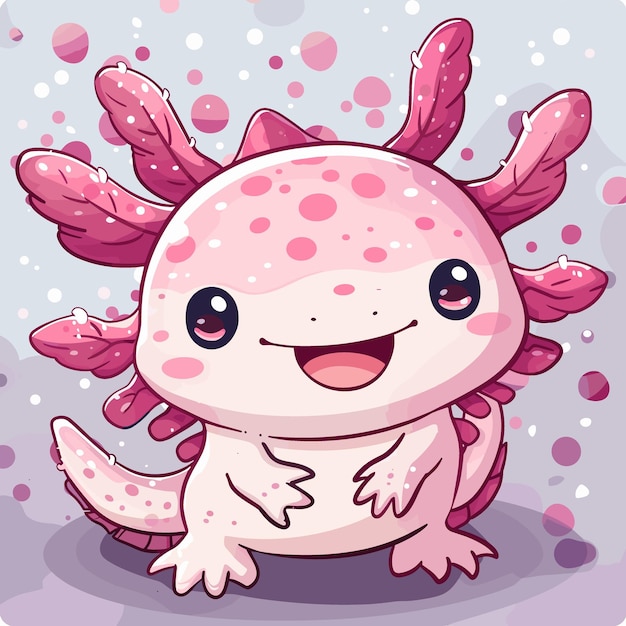 Vektor schöne zeichentrickfilm-axolotl vektor-illustration eines niedlichen axolotls