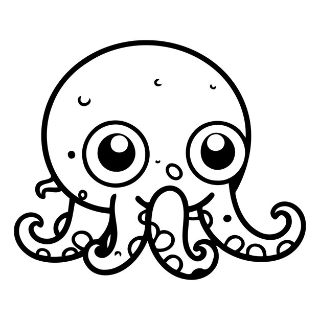 Schöne Zeichentrickfilm Octopus Vektor-Illustration isoliert auf weißem Hintergrund