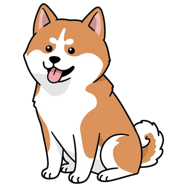 Schöne Zeichentrickfilme Akita Inu lächelnd