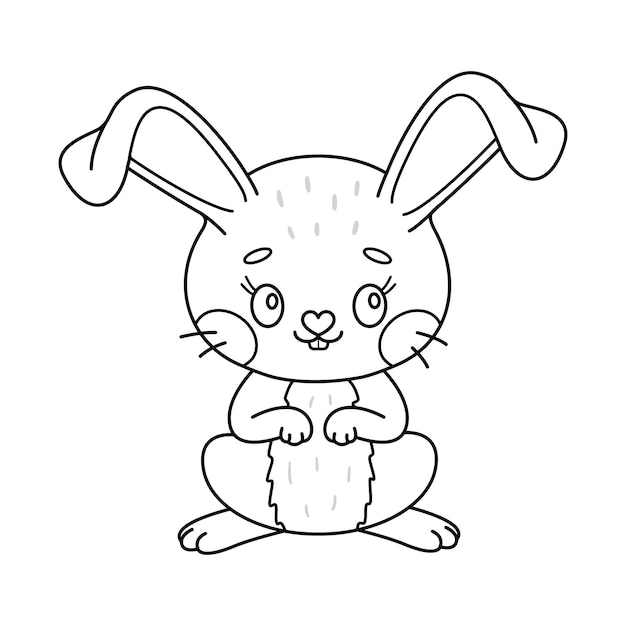 Schöne Zeichentrickfilme mit einem sitzenden Kaninchen und einem Osterhase, Kawaii Hase, Malseite für Kinder und Erwachsene