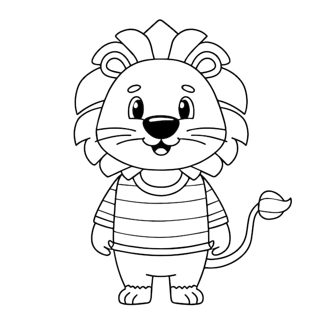 Schöne Zeichentrickfilme von Löwen zum Malen Illustrationsvektor für Kinder Malbuch