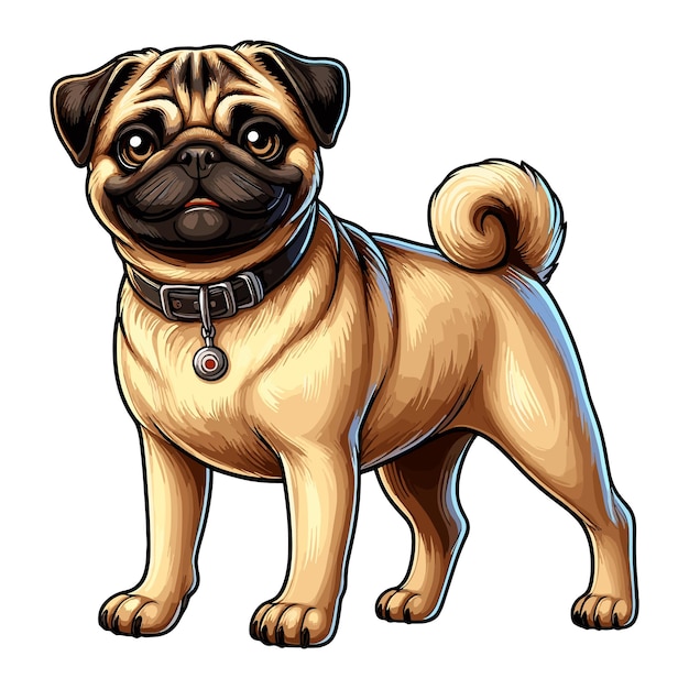 Vektor schöne zeichentrickfilmillustration für pugs